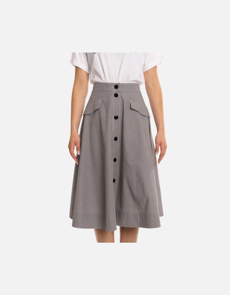 Mini Gingham Button Womens Skirt