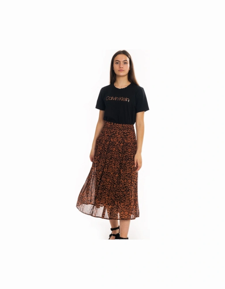 Leopard Georgette Pleated Womens Skirt