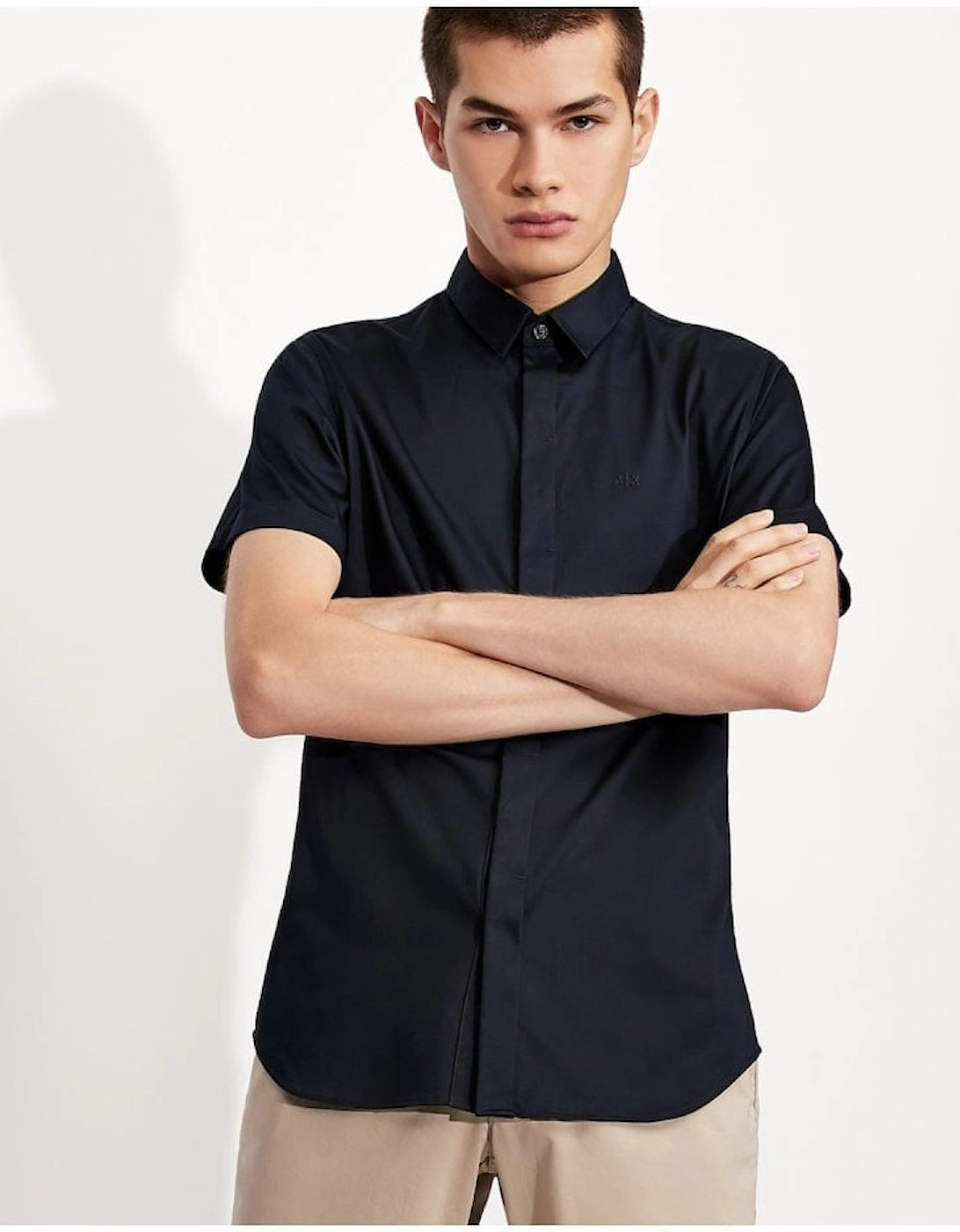 Slim Stretch Short Sleeve Shirt Navy