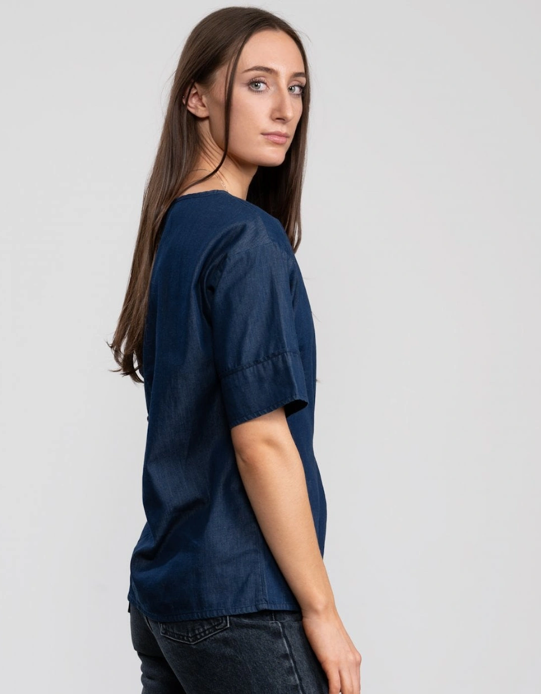 Great Plains Denim Front Tie Top