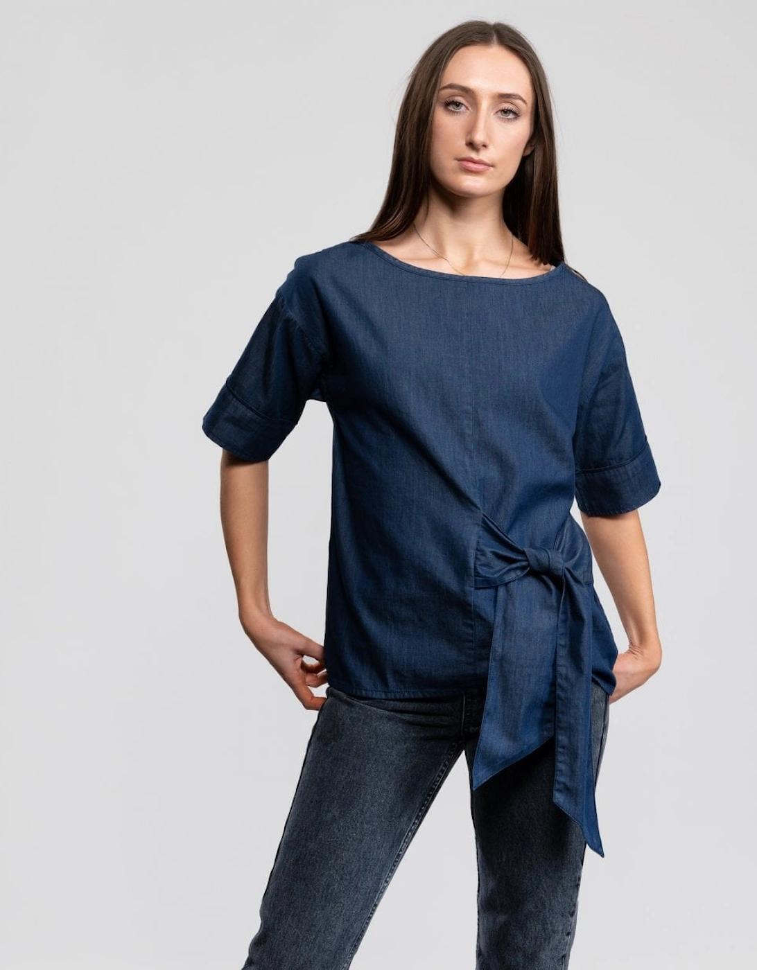 Great Plains Denim Front Tie Top