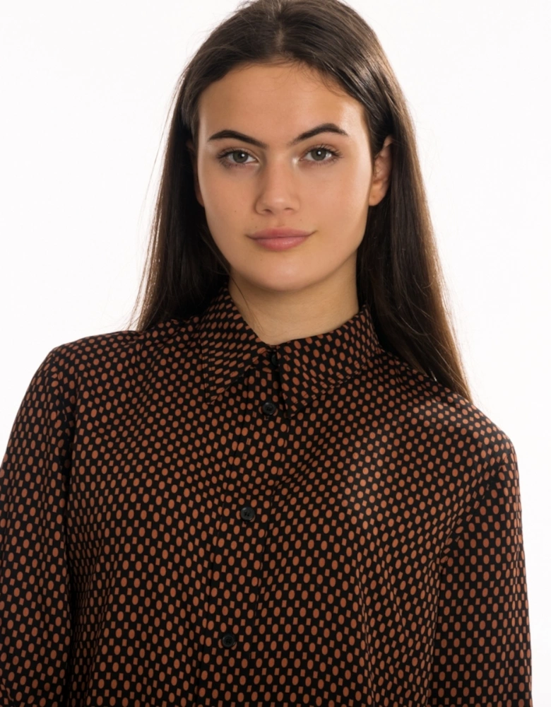 Print Geometric Relaxed Long Sleeve Womens Shirt