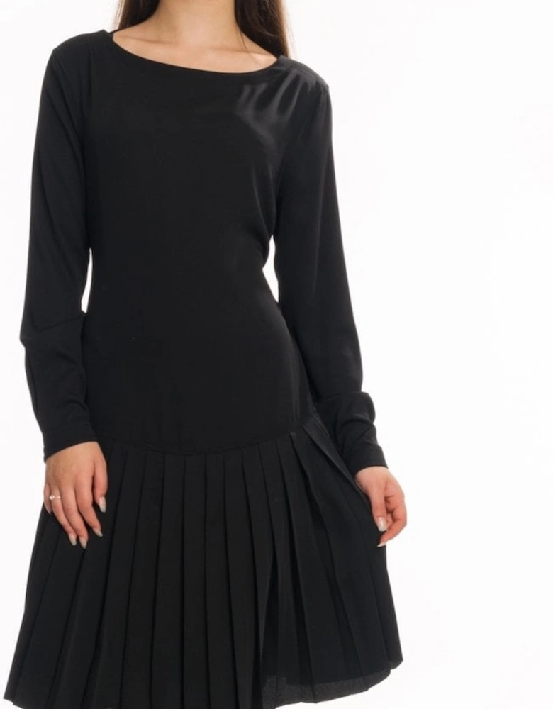 Pleated Long Sleeve Womens Dress