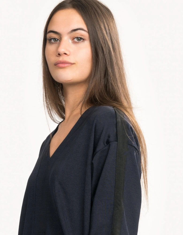 V-Neck Sweat Panel Sleeved Womens Dress