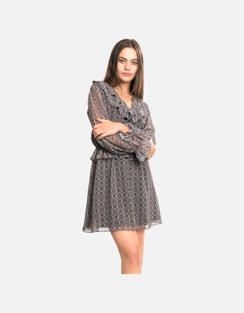 Long Sleeve Ruffle Detailed Womens Dress