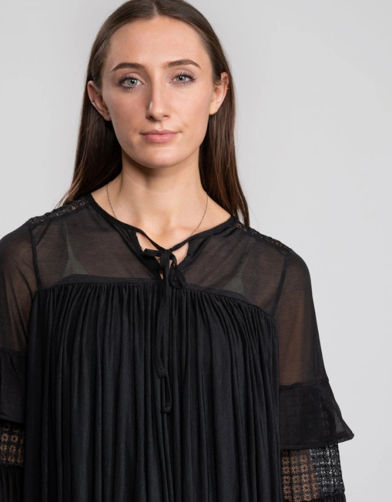 Zana Sheer Jersey Puff Sleeve Womens Blouse