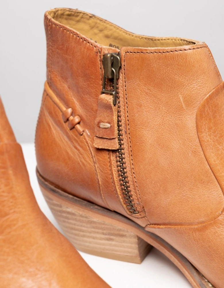 Rosa Tan Womens Western Ankle Boots