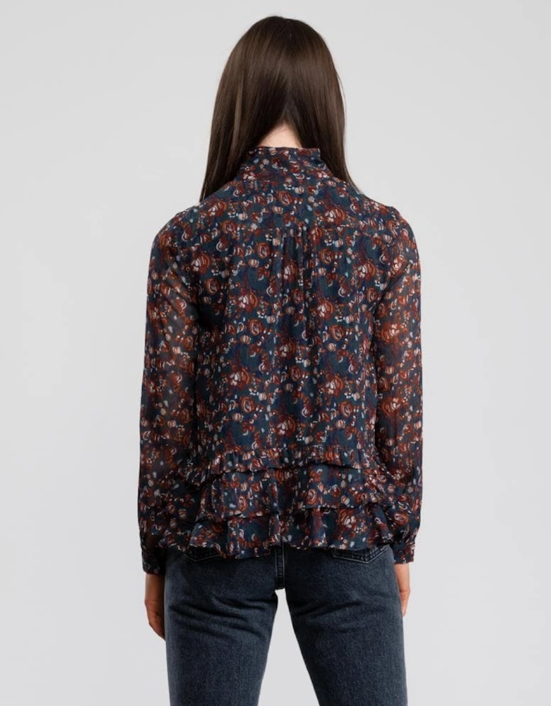 Great Plains Highland Floral Tassle Womens Blouse