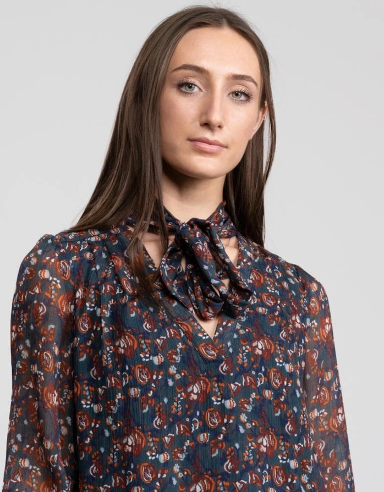 Great Plains Highland Floral Tassle Womens Blouse