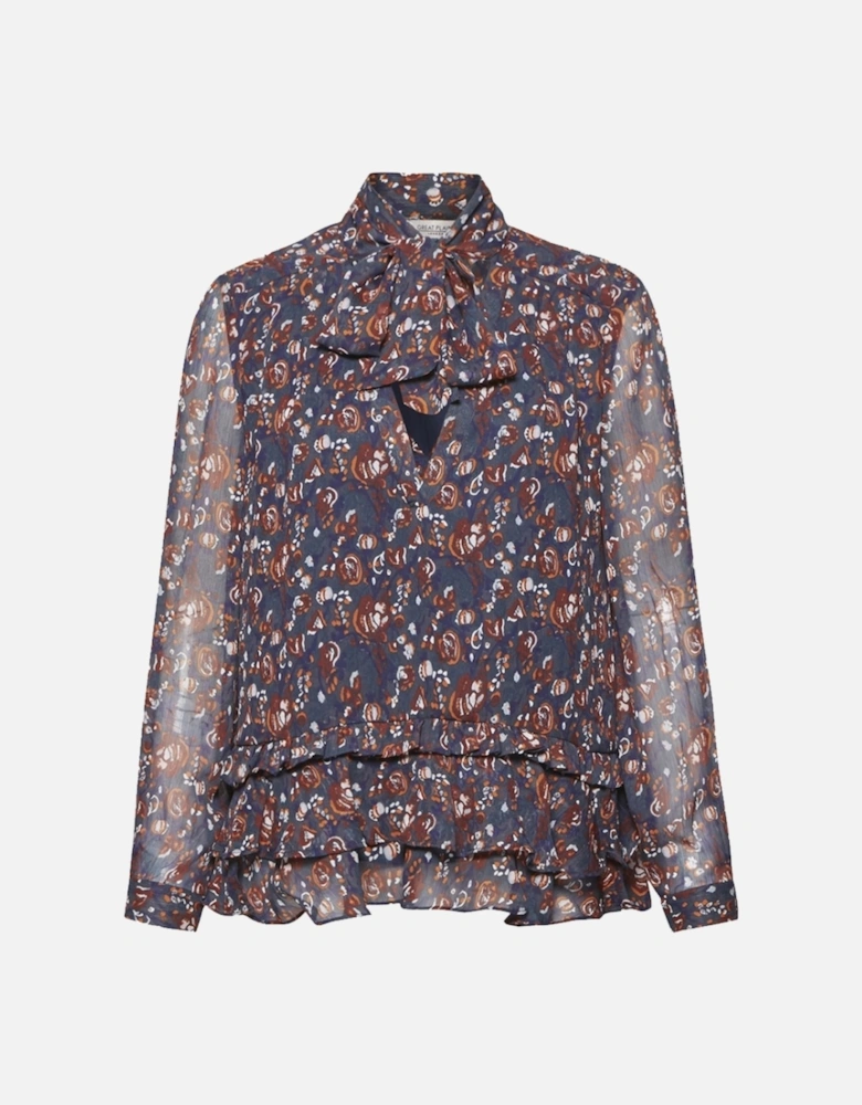 Great Plains Highland Floral Tassle Womens Blouse