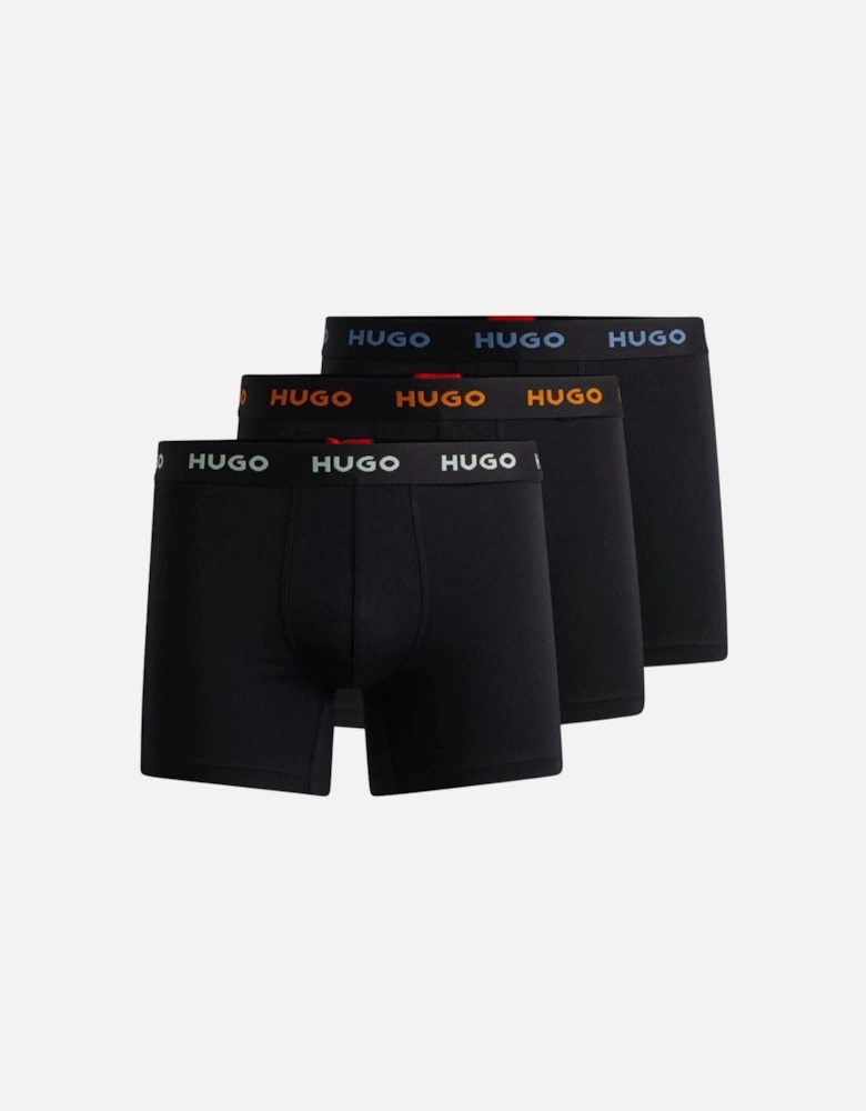 3-Pack Classic Logo Boxer Briefs, Black w/ orange/blue/white