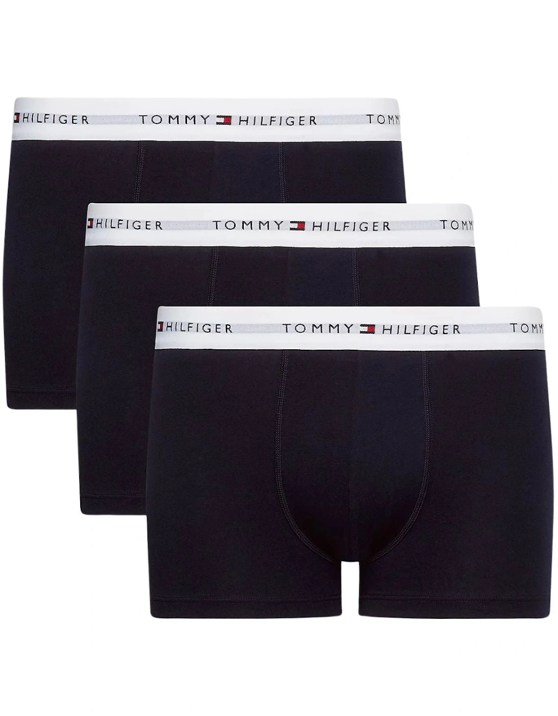 Tommy Hilfiger Men's Black 3-Pack Premium Essential Boxer Trunks, Navy  35/34/32 L