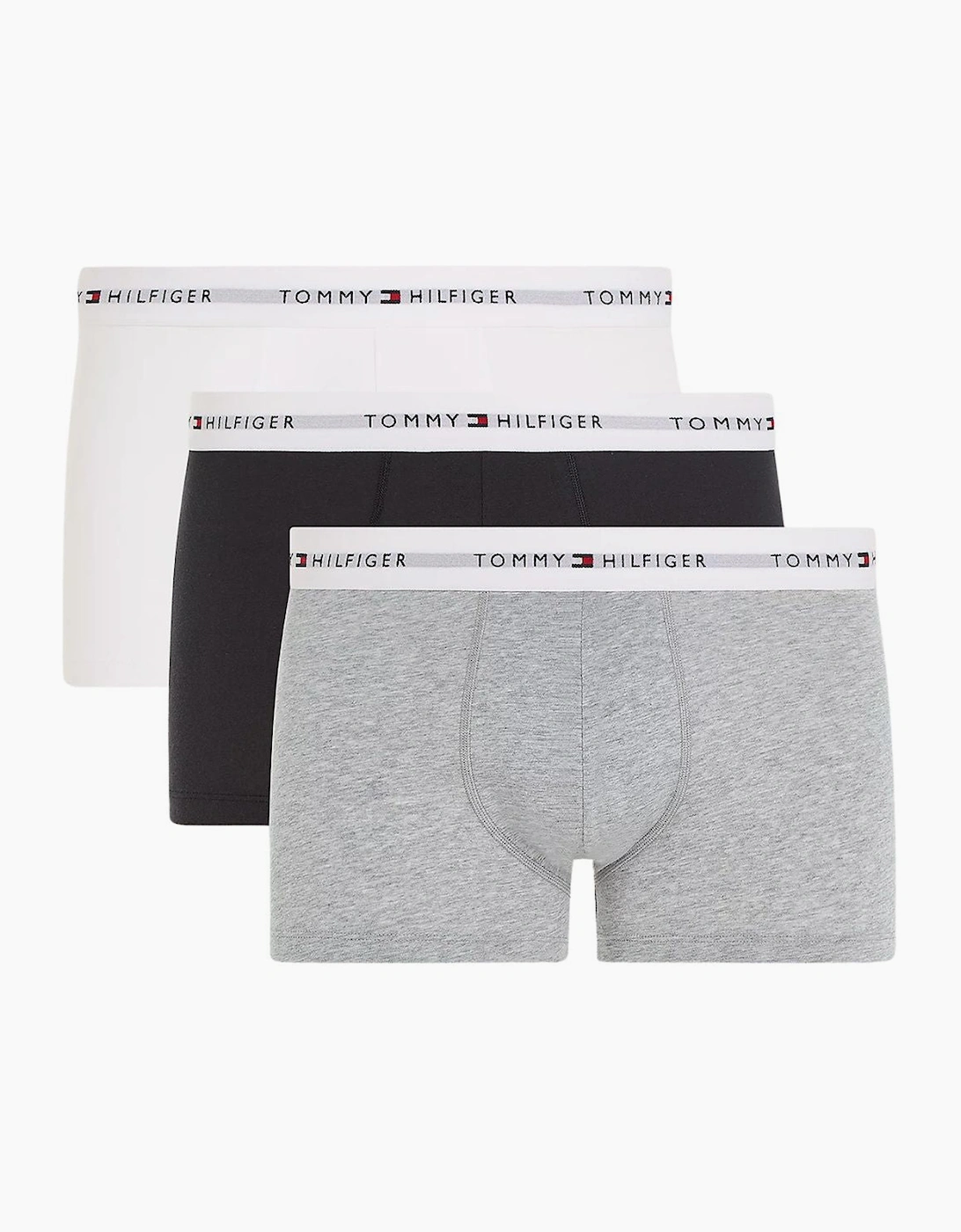 Tommy Hilfiger Men's 3-Pack Premium Essential Boxer Trunks, Black/White/Grey - Size: 35/34/32