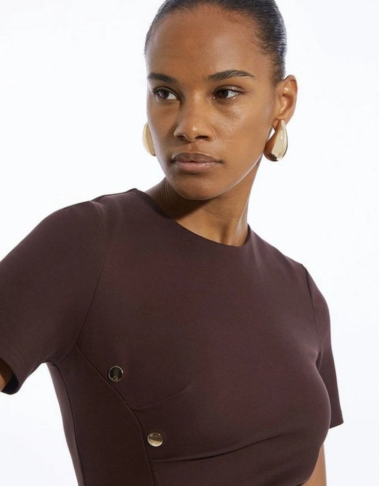 Ponte Tuck Jersey Midi Dress