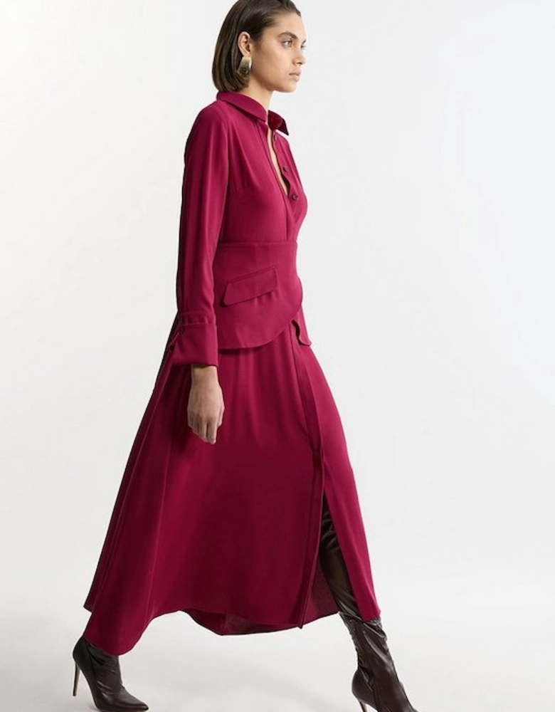 Petite Soft Tailored Belted Maxi Shirt Dress