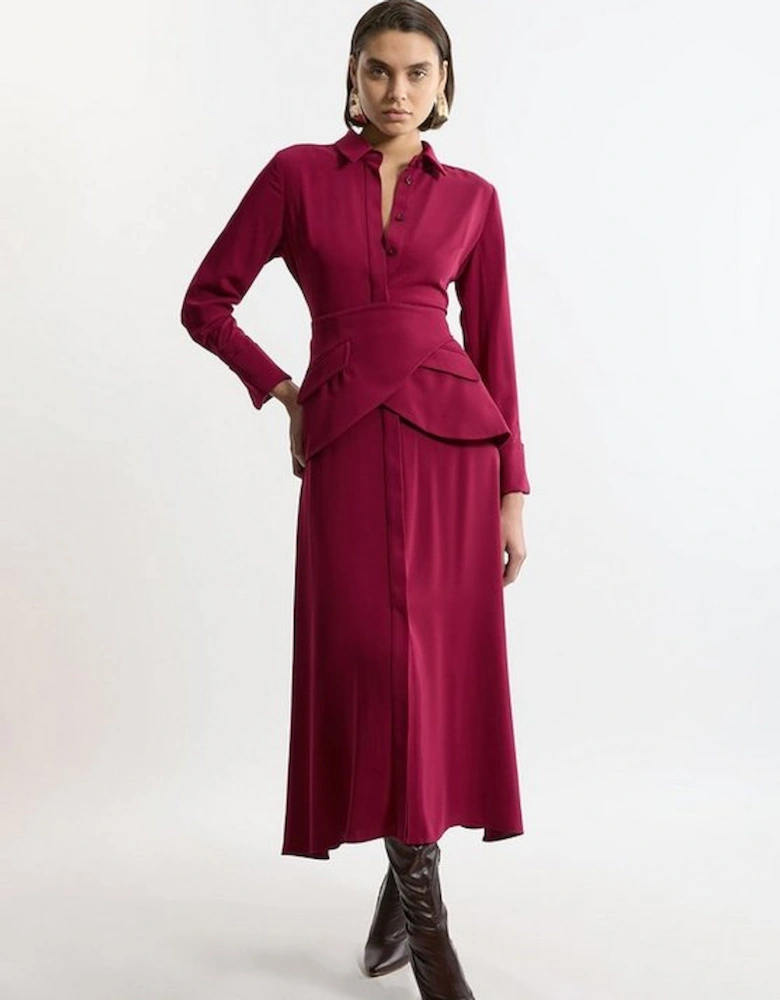 Petite Soft Tailored Belted Maxi Shirt Dress