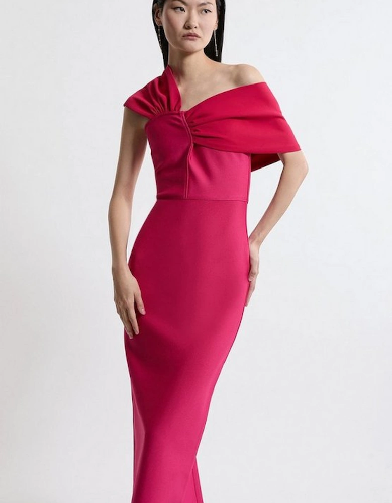 Petite Figure Form Bandage Asymmetric Strap Midi Dress