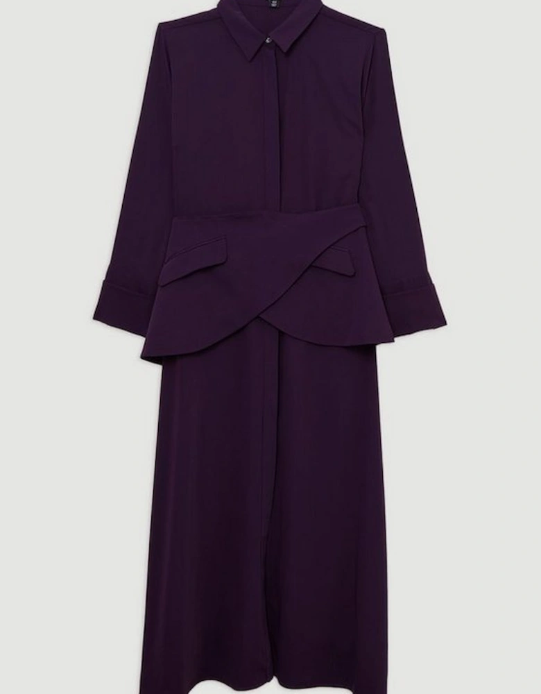 Plus Size Soft Tailored Belted Maxi Shirt Dress