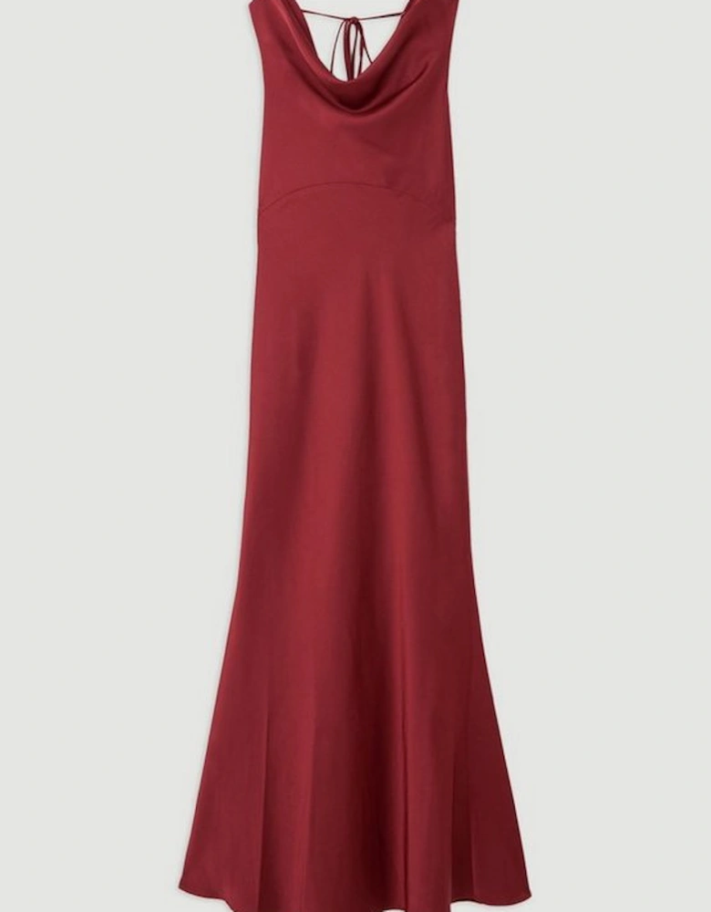 Satin Back Crepe Column Woven Midi Dress