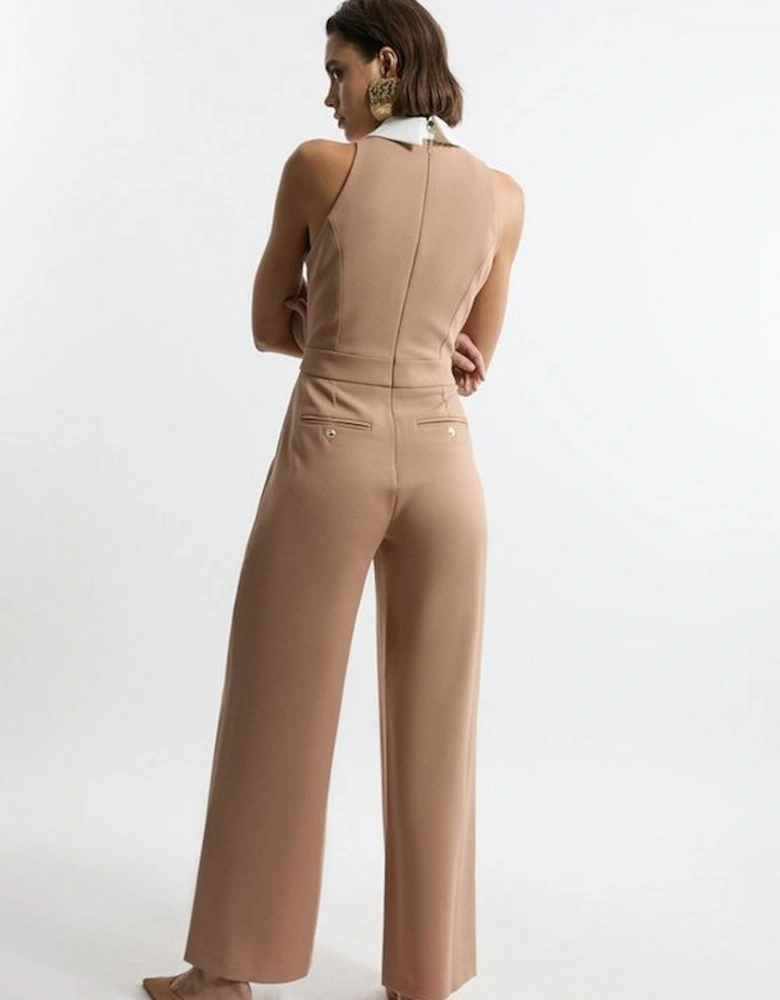 Compact Stretch Tailored Sleeveless Jumpsuit