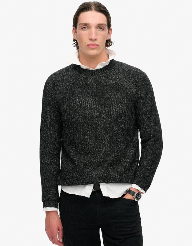 Men's Chunky Raglan Jumper Black