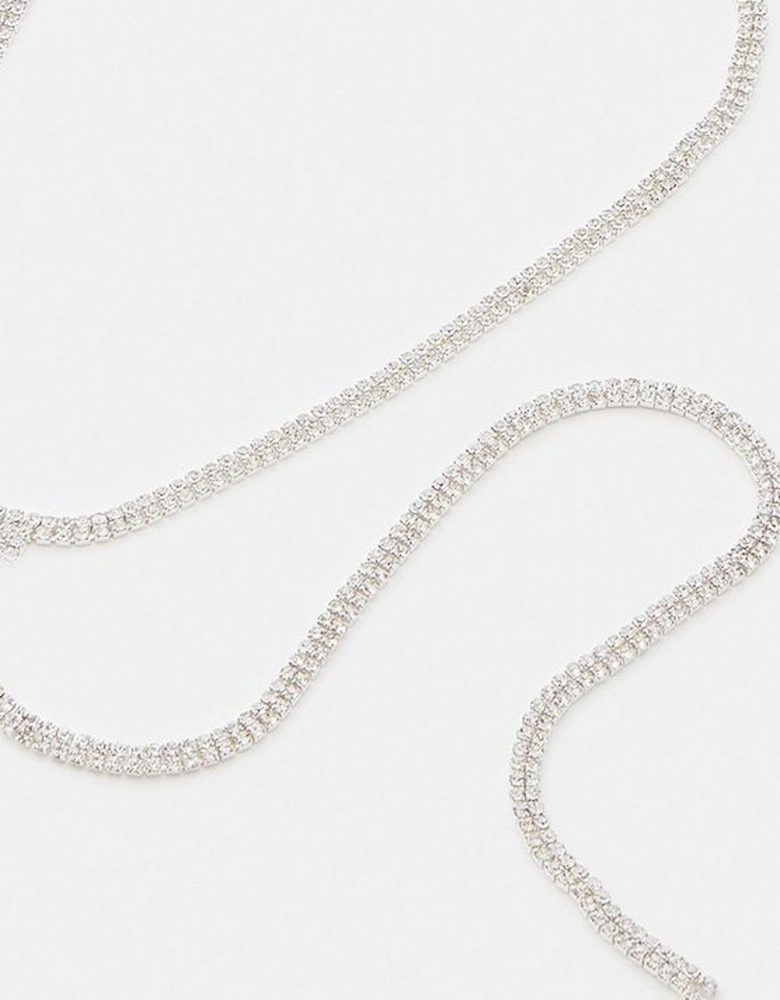 Silver Plated Diamante Drop Necklace