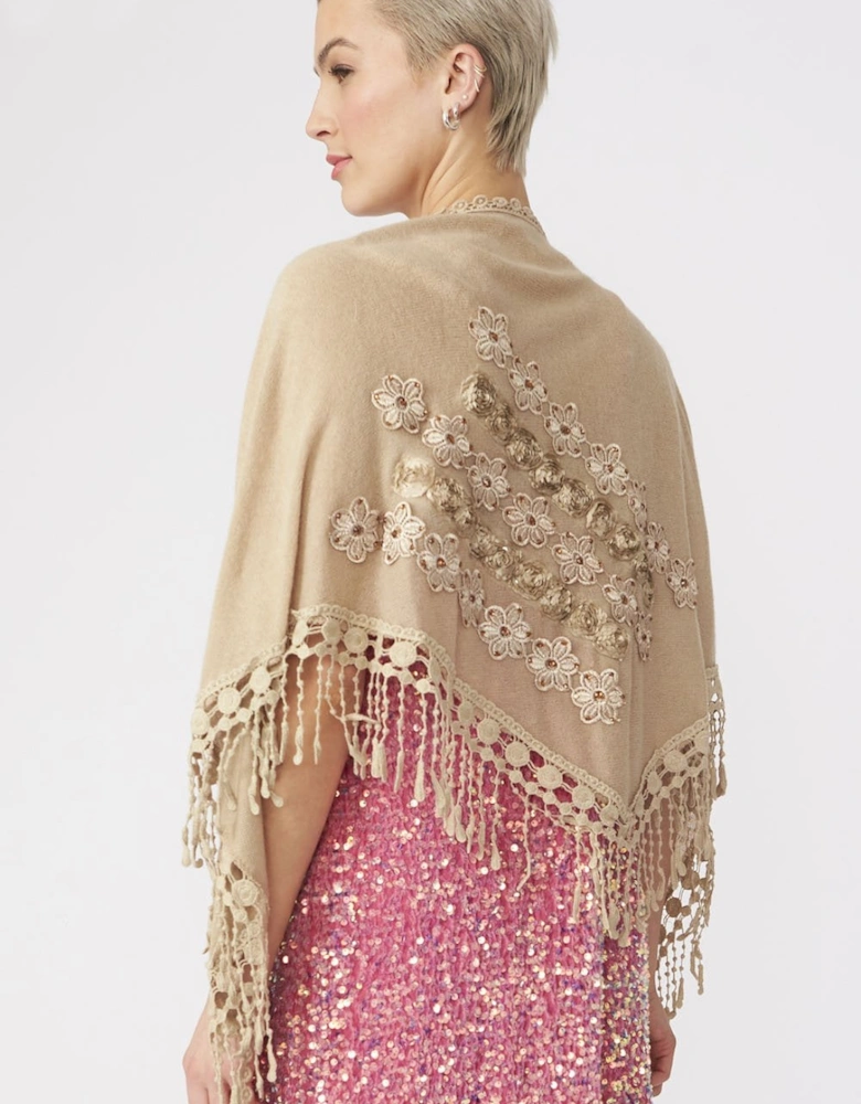 Mocha Lace Chiffon Shawl