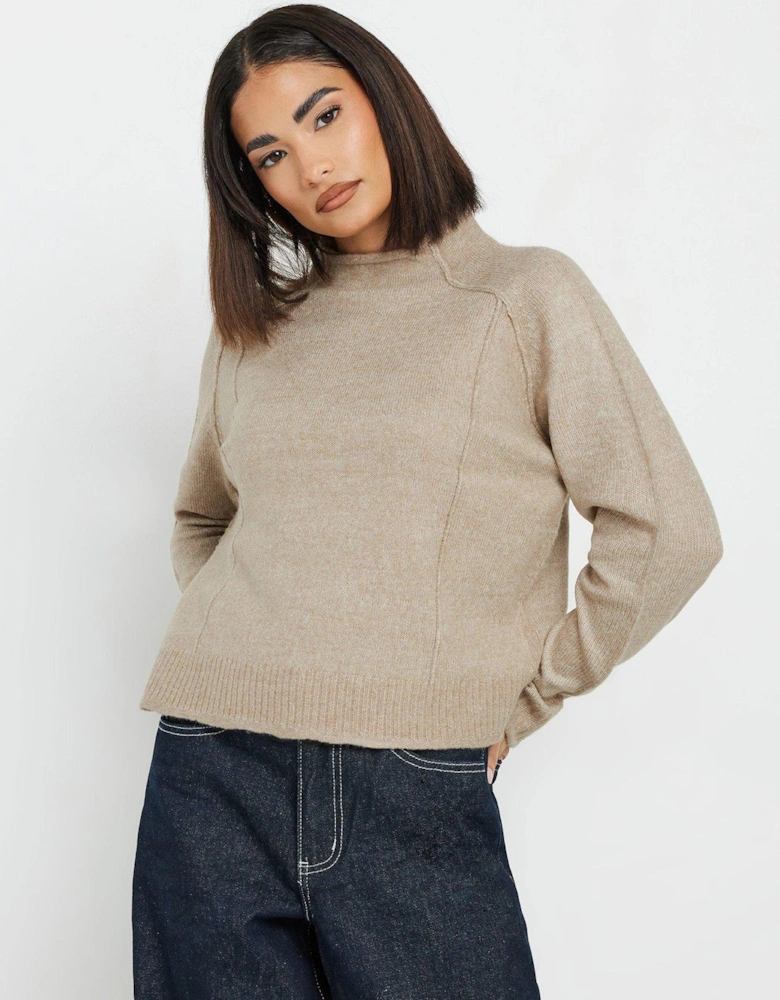 Petite Seam Detail Jumper - Natural