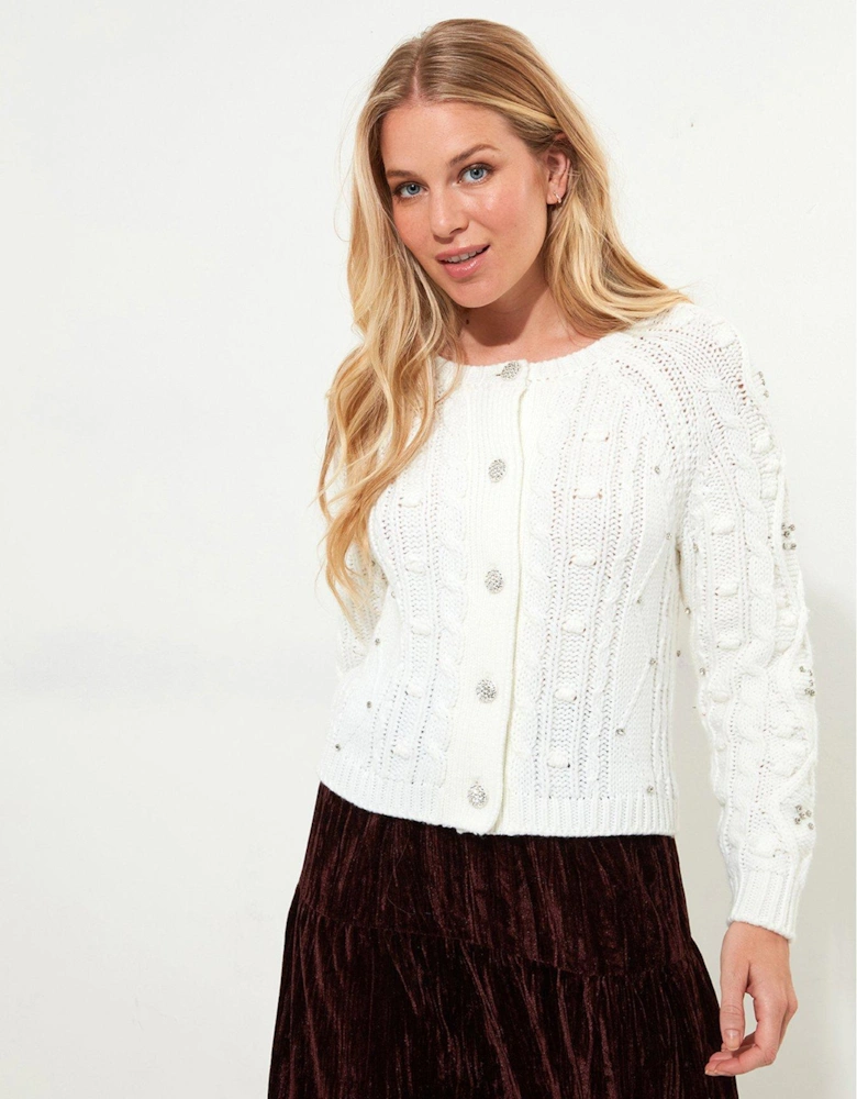 Robyn Embellished Multi-Way Knit - Cream