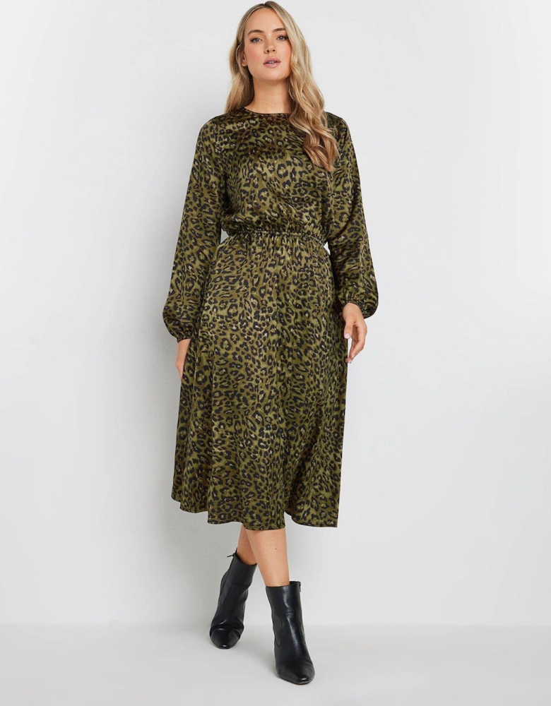 Animal Sleeve Midi Dress - Natural