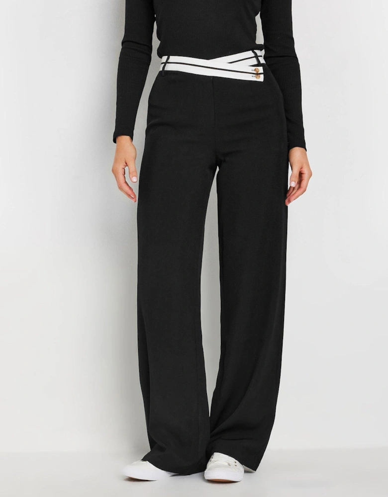 Contrast Waist Trouser 36" - Black