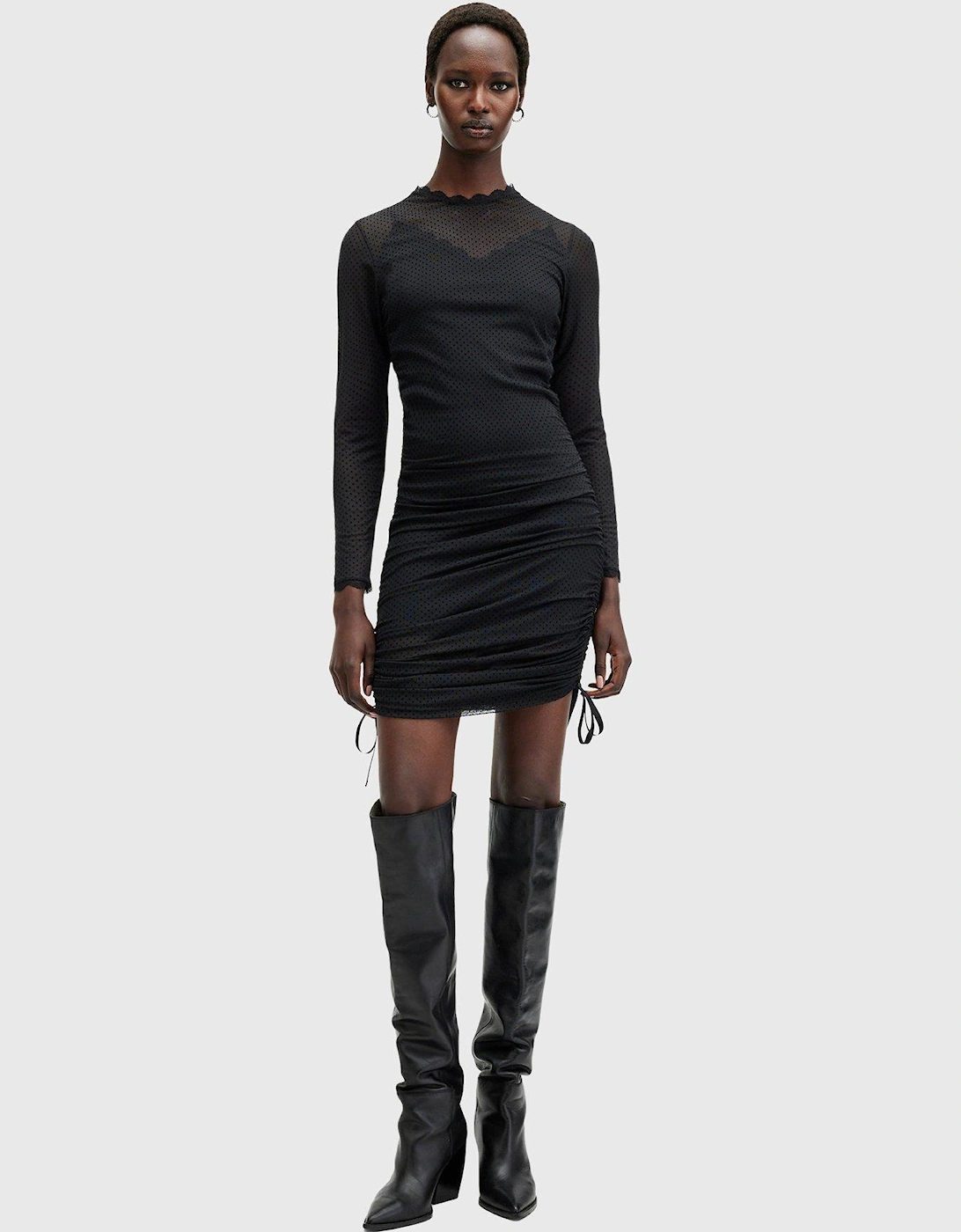 Adara Polka Dot Tulle Mini Dress - Black, 7 of 6