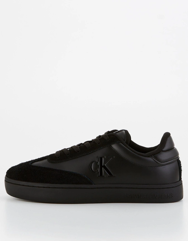 Mixed Material Cupsole Trainers - Black