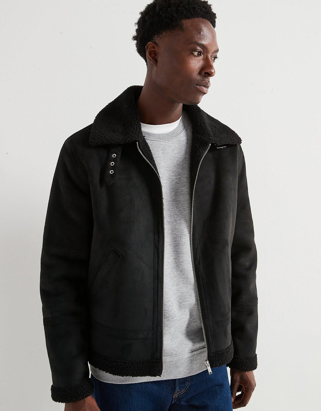 Faux Shearling Jacket - Black, 7 of 6
