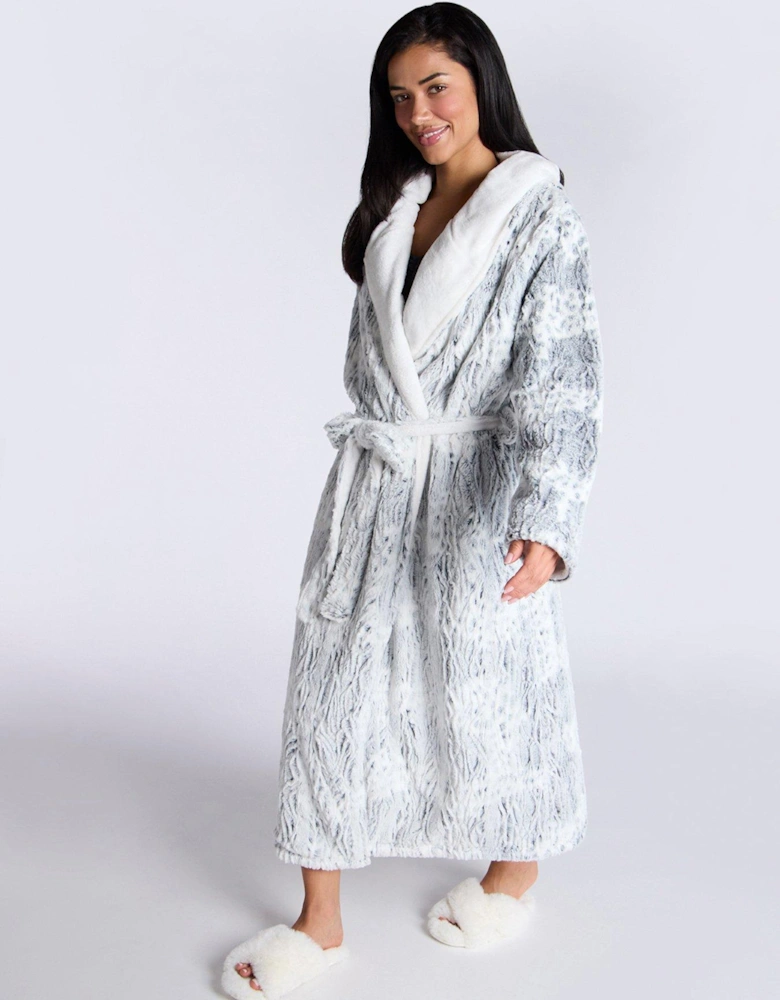 Animal Plush Long Robe - Grey Mix