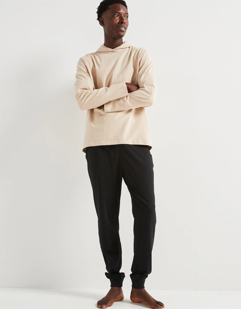 Hooded Lounge Set - Ecru/black