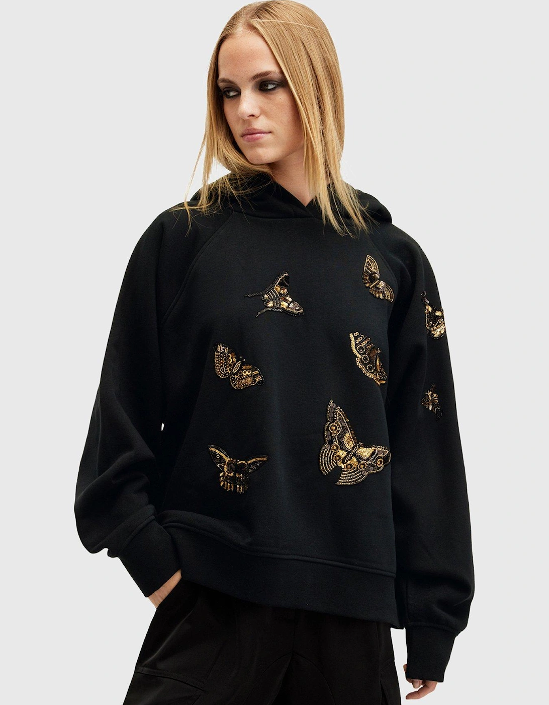 Talon Butterfly Embellished Hoodie - Black, 6 of 5