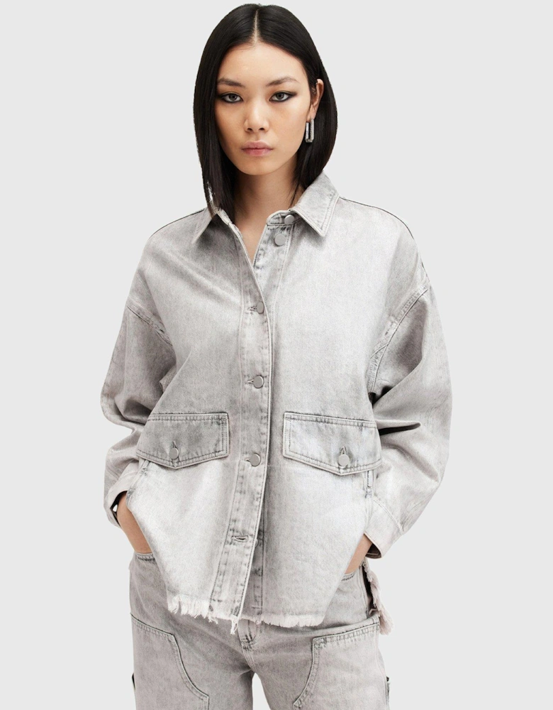 Hettie Oversized Denim Shacket - Silver