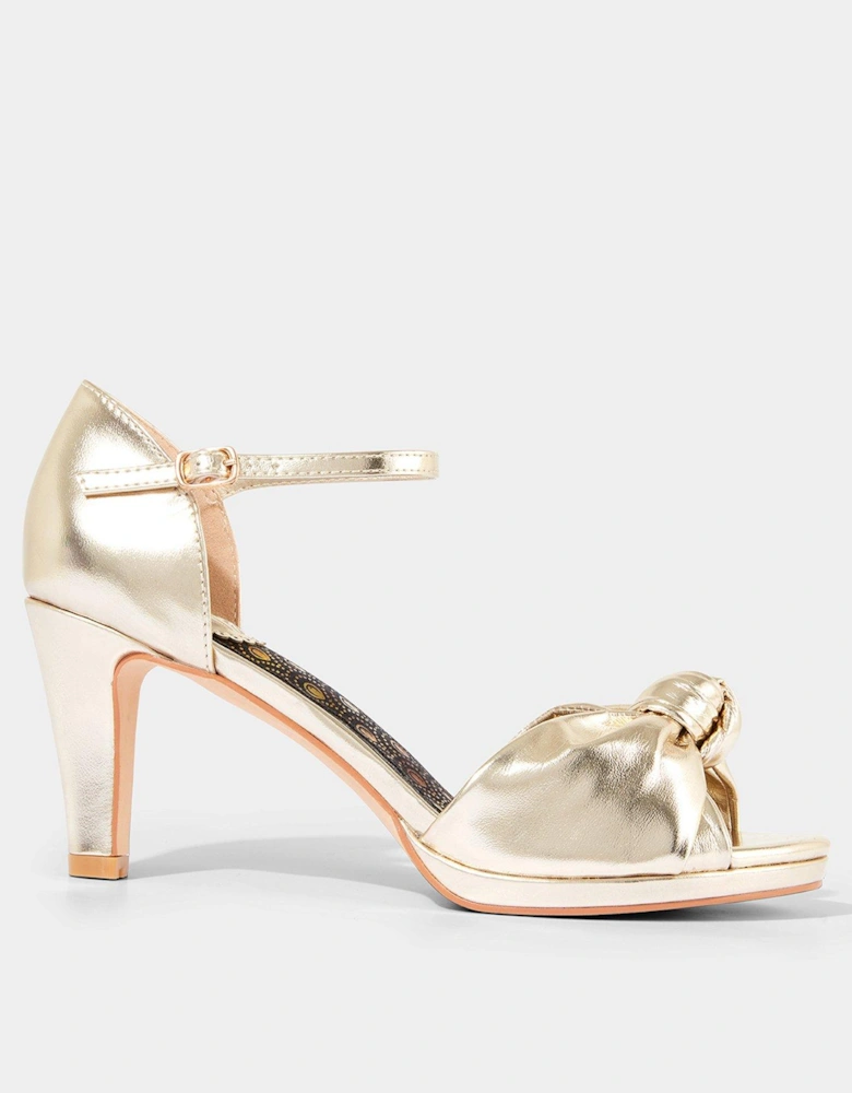 Metallic Peep Toe Heels - Gold