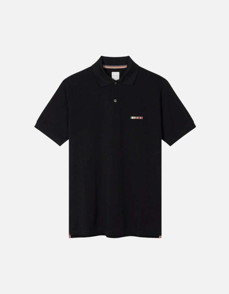 Multi Stripe Embroidered Polo Shirt 79 BLACK