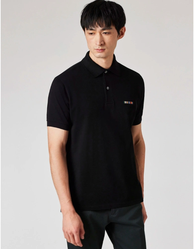 Multi Stripe Embroidered Polo Shirt 79 BLACK