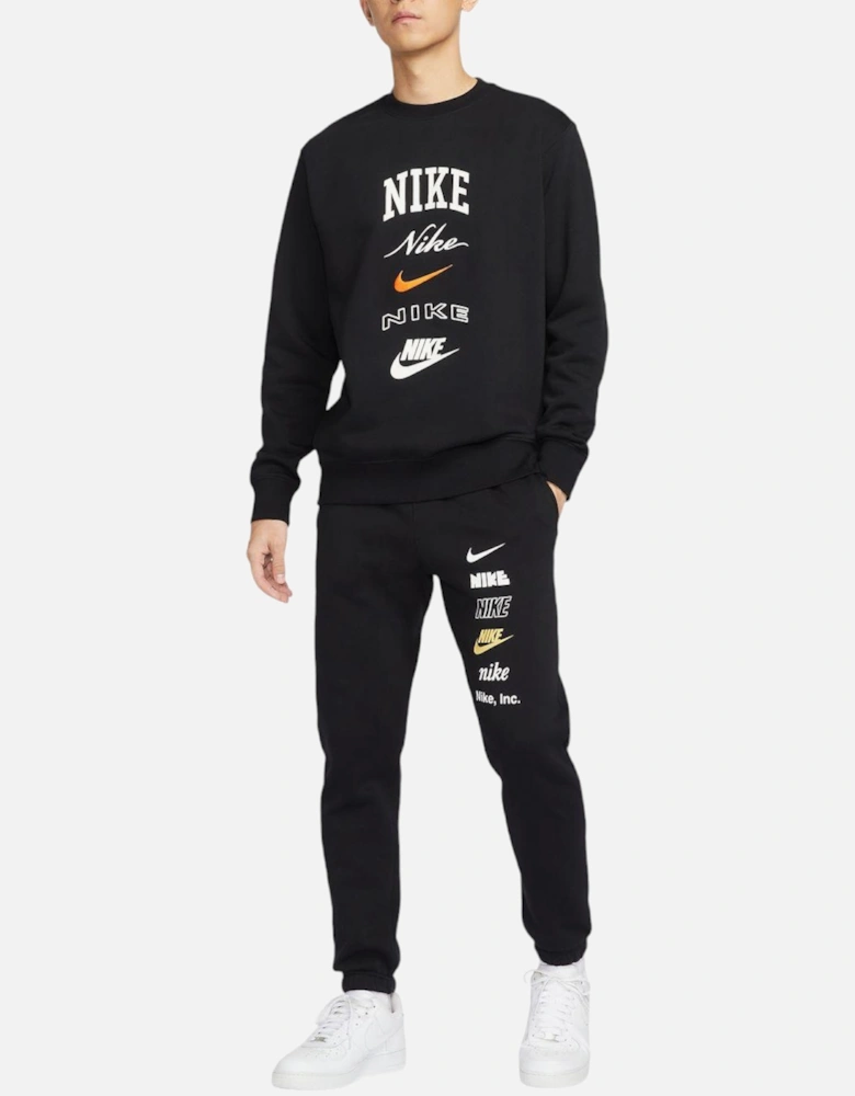 FN2610 Mens Crew Sweatshirt Fleece Club BB Stacked Swoosh Pullover Sweats