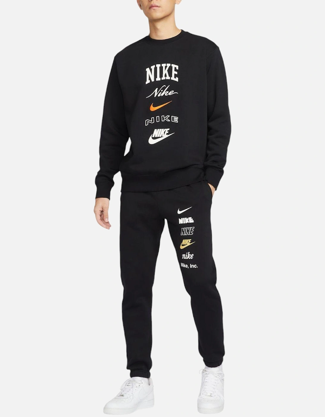 FN2610 Mens Crew Sweatshirt Fleece Club BB Stacked Swoosh Pullover Sweats