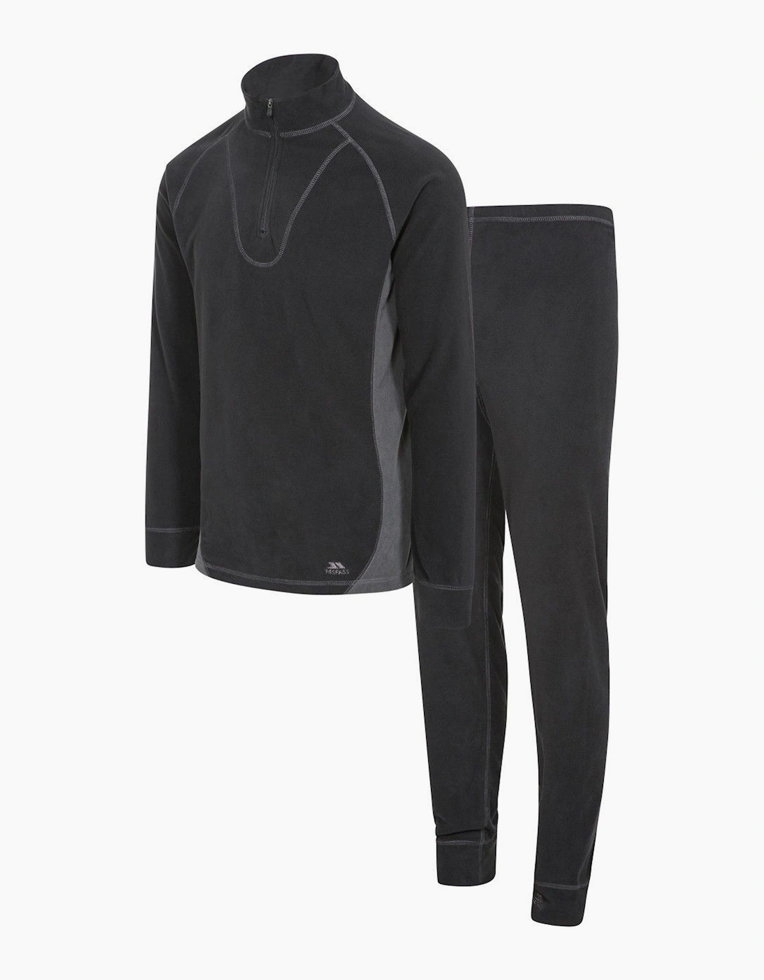Trespass Men's Black Unisex Thriller Thermal Top And Bottom Set - : L
