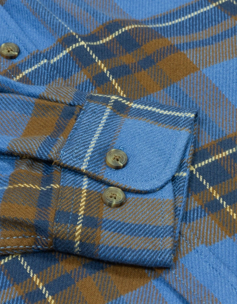 Bowery Long Sleeved Shirt - Bijoue Blue/Pinecone Brown