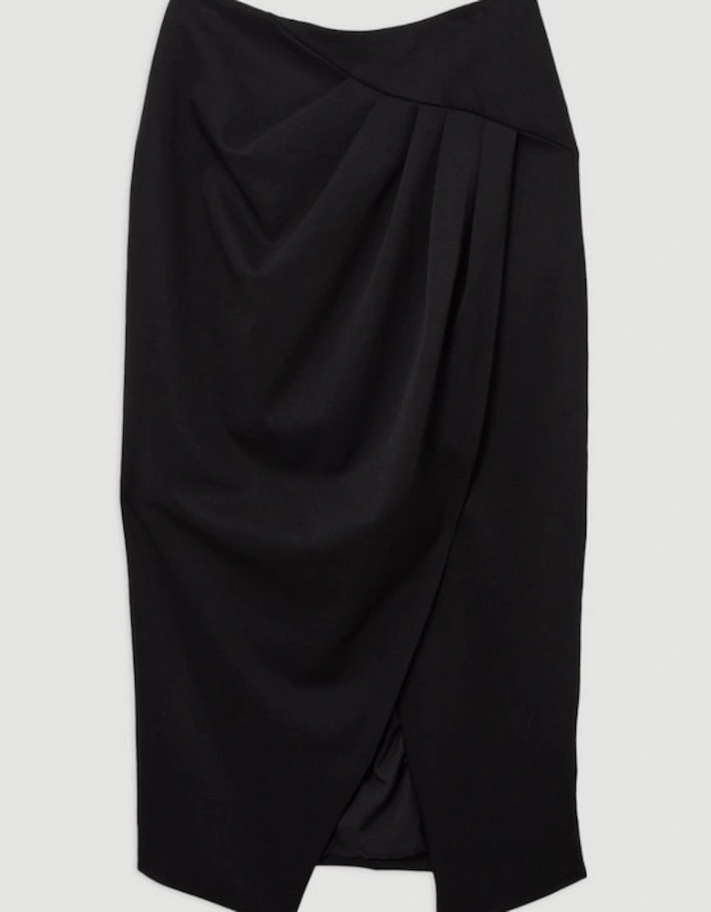 Tailored Pleat Thigh High Split Midaxi Skirt