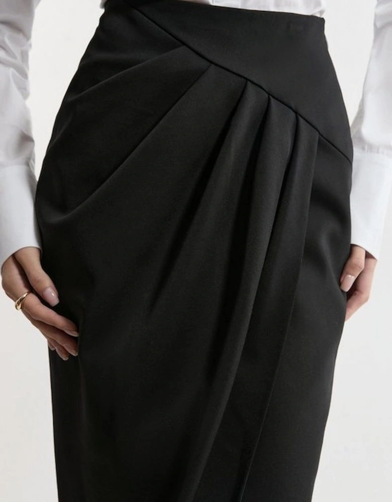 Tailored Pleat Thigh High Split Midaxi Skirt