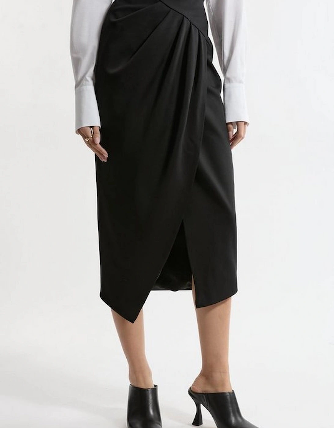 Tailored Pleat Thigh High Split Midaxi Skirt