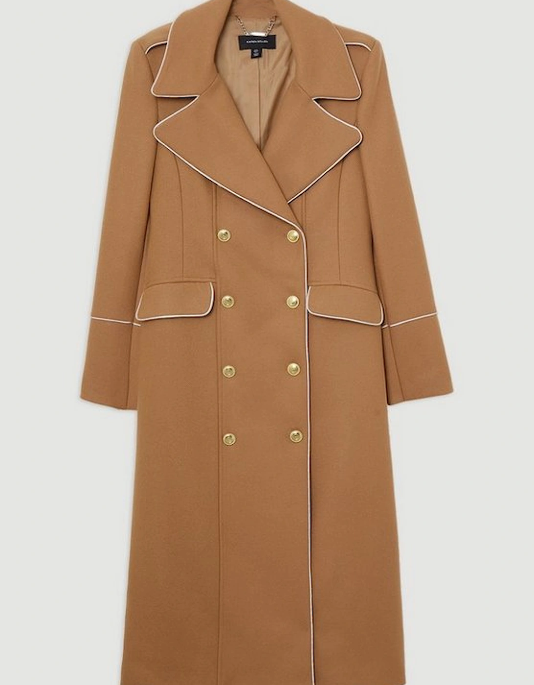 Premium Italian Manteco Wool Military Double Breasted Tailored Midi Coat