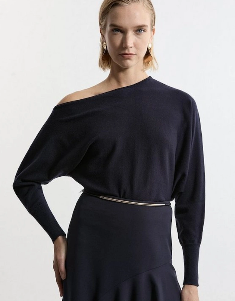 Viscose Blend Knitted Lounge Drop Shoulder Slouchy Top